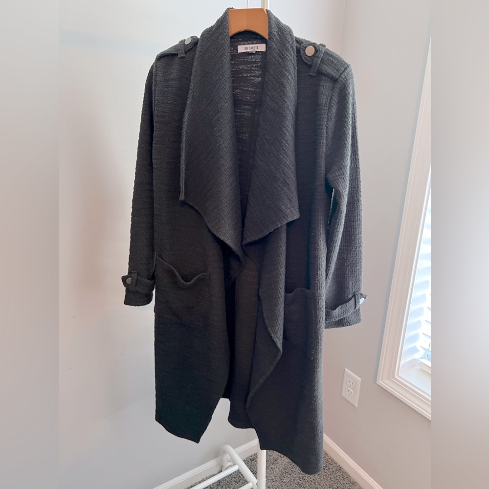 BB Dakota Lightweight Draped Coat with Military Detail Shoulder and Sleeves